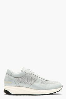 Common Projects Grey Nubuck And Mesh Track Shoes