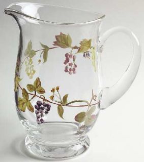 Block Crystal Napa Valley 64 Oz Pitcher   Clear,Handpainted Grapes & Leaves