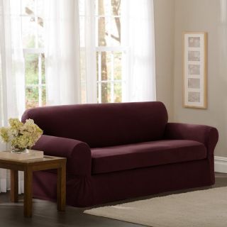 Maytex Stretch Pixel Two Piece Loveseat Slipcover Chocolate   4300512 CHOCOLATE