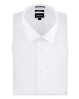 Regular Finish Trim Fit Diamond Jacquard Dress Shirt, White