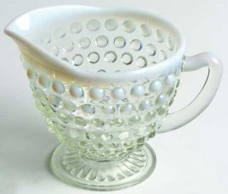 Anchor Hocking Moonstone Clear Opalescent Footed Creamer   Clear Opalescent, Hob