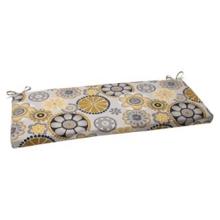 Outdoor Bench Cushion   Grey/Gold Floral Medallion