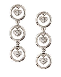 Triple Tiered Diamond Heart Drop Earrings