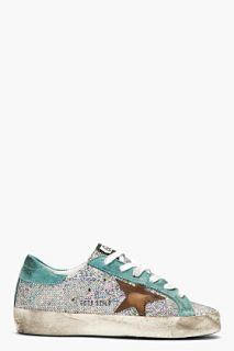Golden Goose Silver Iridescent Scale Super Star Sneakers