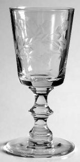 Unknown Crystal Unk345 Wine Glass   Wafer Stem, Gray Flower Cut