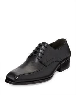 Square Toe Leather Oxford Shoes, Black