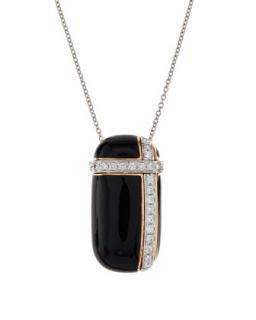 Black Enamel Diamond Necklace, White Gold