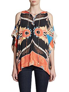 Camille Cold Shoulder Poncho   Paisley