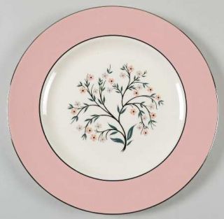 Homer Laughlin  Springtime (Pink Rim) #Cv32 Luncheon Plate, Fine China Dinnerwar