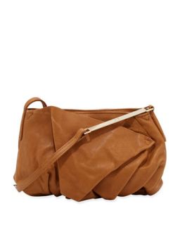 Leather Fold Front Crossbody Bag, Toffee