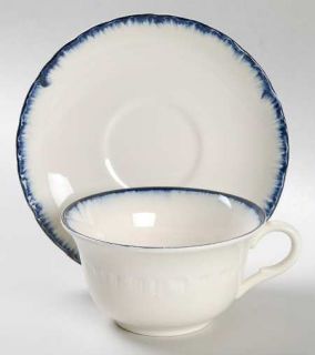 Wedgwood Williamsburg Blue Flat Cup & Saucer Set, Fine China Dinnerware   Blue S