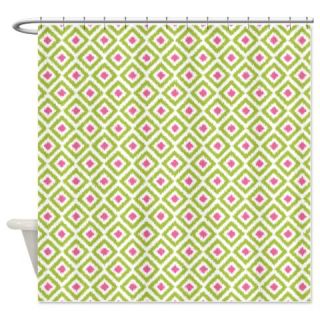  Green Pink Ikat Diamonds Shower Curtain  Use code FREECART at Checkout