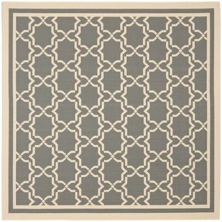 Safavieh Indoor/ Outdoor Polyproplene Courtyard Anthracite/ Beige Area Rug (710 Square)