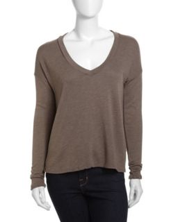 Boxy V Neck Top, Burro