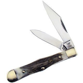 Hen and Rooster Deer Stag Coke Bottle Pocket Knife (Deer StagMaterials Stainless steel, deer stag, nickle, silver, brassBlade length Larger blade 2.75 inches long, smaller blade 2 inches longHandle length 5 inches longOverall dimensions 7.75 inches lo