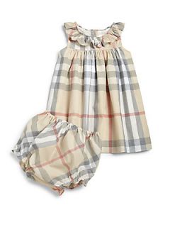 Burberry Infants Check Dress   Pale Trench