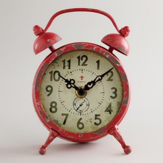 Red Vintage Style Magnet Clock   World Market