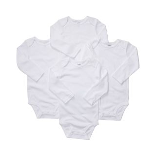 Carters 4 pk. Long Sleeve White Bodysuits   newborn 24m