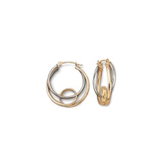 Gold Hoop Earrings, 20mm Two Tone 14K, Womens