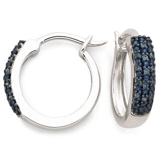 1/10 CT. T.W. Color Enhanced Blue Diamond Hoop Earrings, Womens