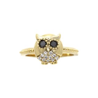 Bridge Jewelry Gold Tone Cubic Zirconia Owl Ring