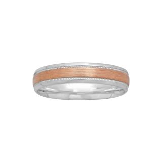 Womens 4mm Wedding Band in Rose and White Gold, Two Tone