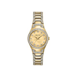 Bulova Womens Two Tone Mother of Pearl Crystal Accent Watch
