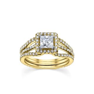 Diamonore Simulated Diamond Bridal Set 1.75 CTW, Yellow/Gold, Womens