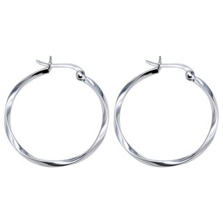 Twist Hoop Earrings Sterling Silver, Womens