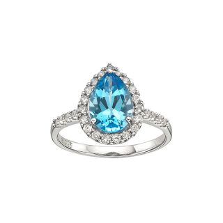 Swiss Blue Topaz & Lab Created Sapphire Ring In Sterling Silver, Womens