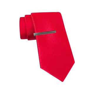 JF J.Ferrar JF J. Ferrar Solid Slim Glitter Tie, Red, Mens