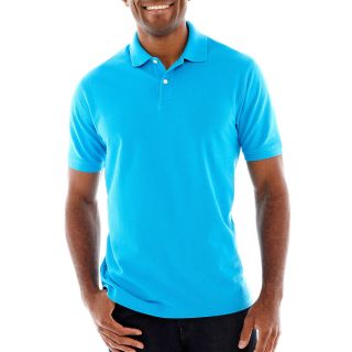 St. Johns Bay Solid Piqué Polo Shirt, Blue, Mens