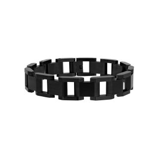 Inox Jewelry Mens Black Tone Stainless Steel Link Bracelet