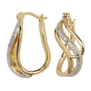 Bridge Jewelry Two Tone 18K Plated Swirl Hoop Earrings