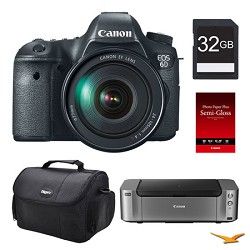 Canon EOS 6D DSLR Camera 24 105mm Lens, 32GB, Printer Bundle