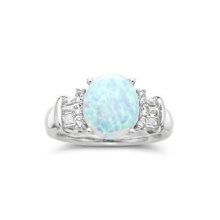 Sterling Silver Lab Created Opal White Sapphire Ring, Womens