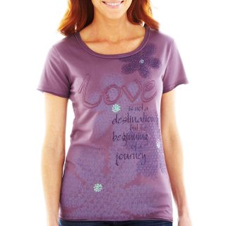 Embroidered Sequin Tee, Violet, Womens