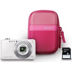 Sony DSC WX80 16 MP 2.7 Inch LCD Digital Camera   White Bundle
