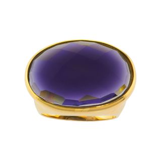 ATHRA 14K Gold Plated Purple Resin Oval Ring, Womens