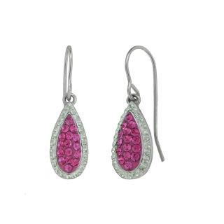 Sterling Silver Rose Color & Clear Crystal Teardrop Earrings, Womens
