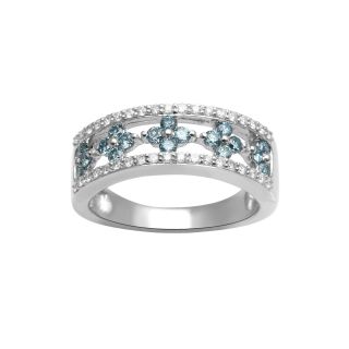 3/4 CT. T.W. White and Color Enhanced Blue Diamond Anniversary Ring, Womens