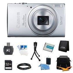 Canon PowerShot ELPH 340 HS 16MP 12x Zoom 3 inch LCD Silver Ultimate Kit