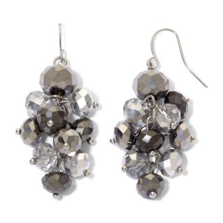 Hematite & Gray Bead Grapevine Earrings, Grey