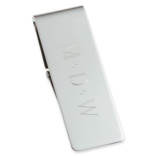 Personalized Hinged Money Clip, Silver, Mens