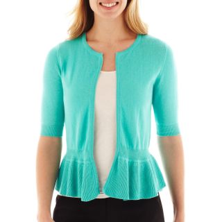 Worthington Sleeveless Peplum Cardigan Sweater, French Turquoise, Womens