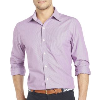 Izod Long Sleeve Fine Striped Shirt, Sparkling Grape, Mens
