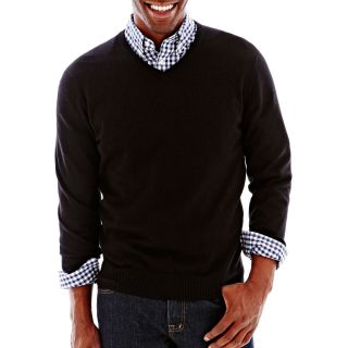 Merino V Neck Sweater, Black, Mens