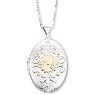 Precious Moments Two Tone Locket Sterling Silver, Womens