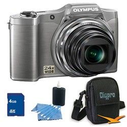 Olympus 4 GB Kit SZ 12 14MP 3.0 LCD 24x Opt Zoom Digital Camera   Silver