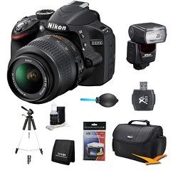 Nikon D3200 DX format Digital SLR Kit w/ 18 55mm and SB 700 AF Speedlight Kit